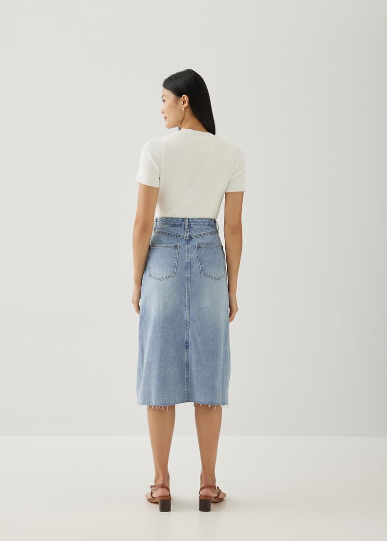 Cheap denim deals midi skirt