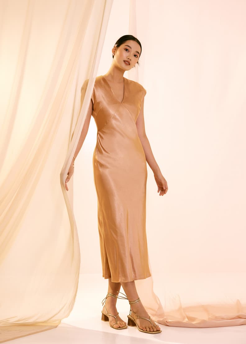 Bias cut outlet silk dress