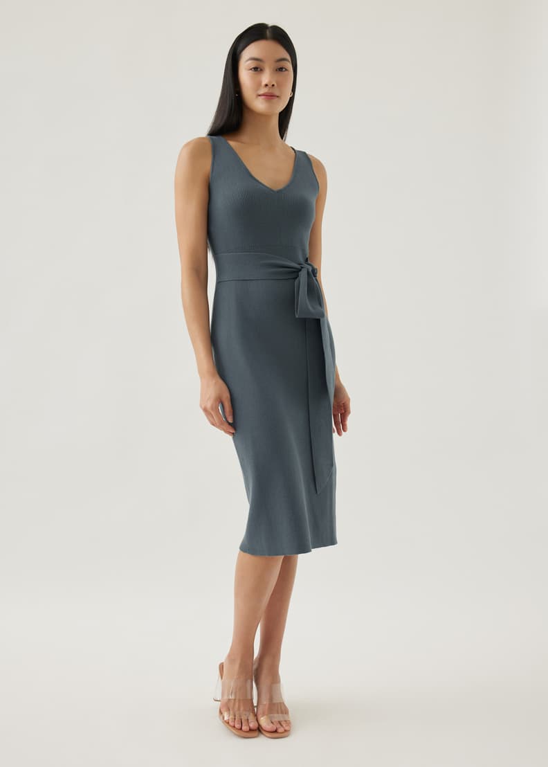 White rib knit discount dress