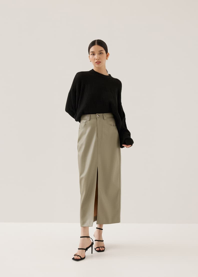 Pleather best sale green skirt
