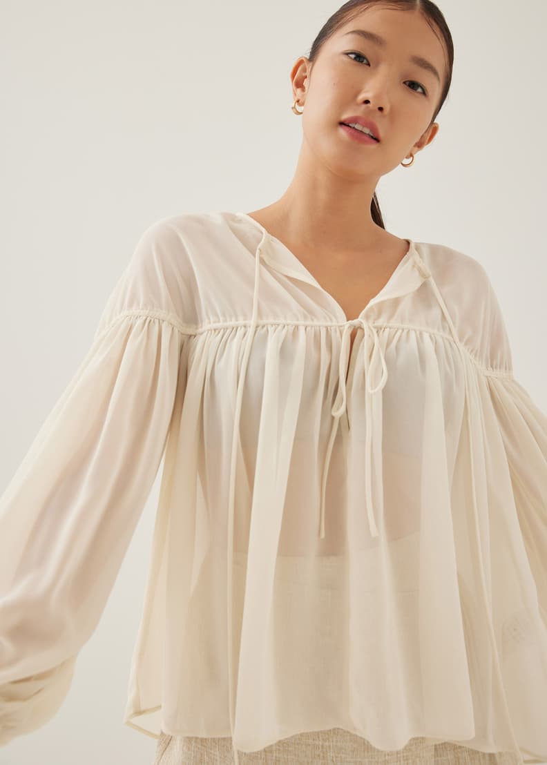 Buy Rhiane Sheer Puff Sleeve Blouse Love Bonito Malaysia Shop