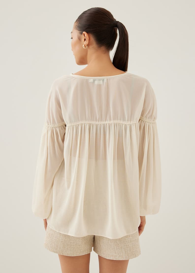 Sheer puff sleeve new arrivals blouse