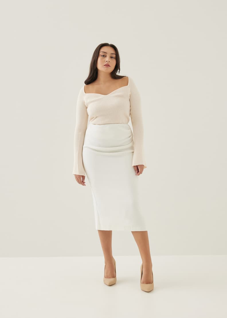 Plus size white column skirt top