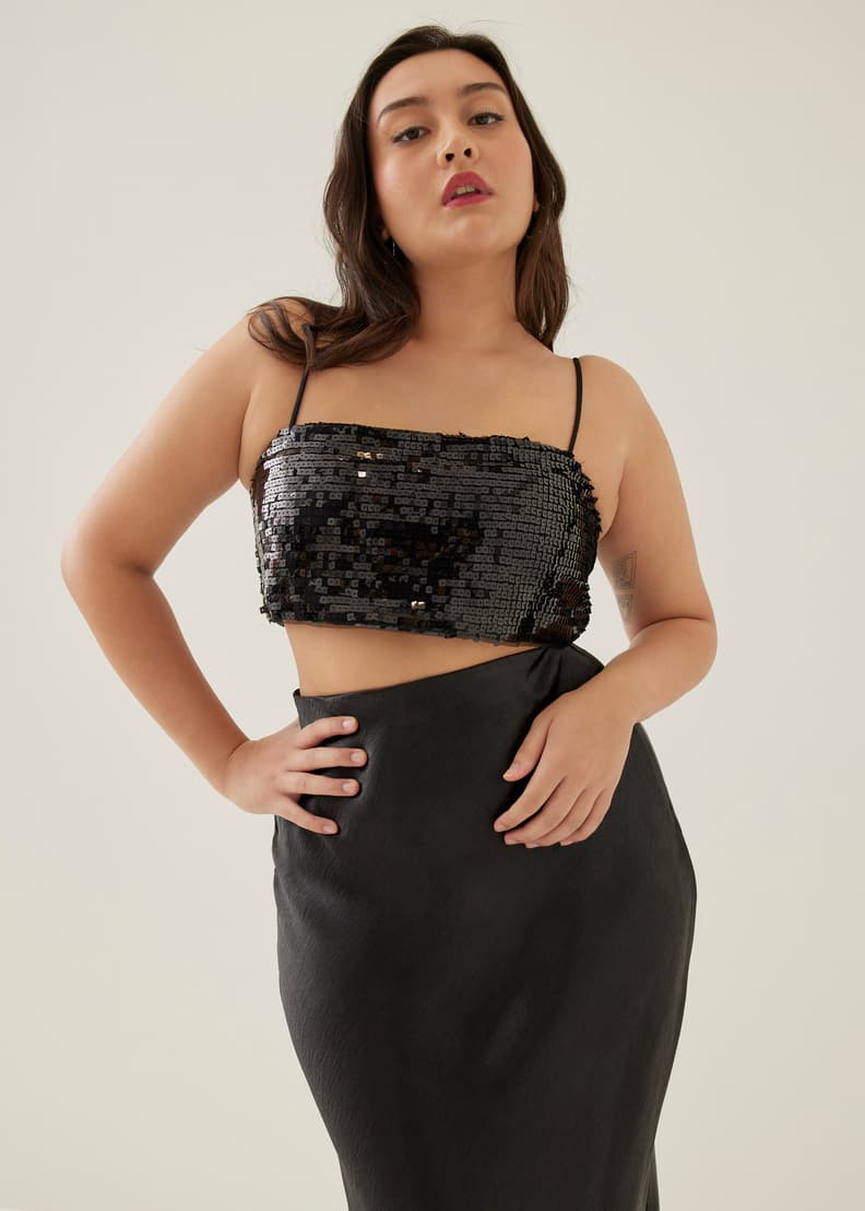 Lanley Padded Sequin Crop Camisole Top