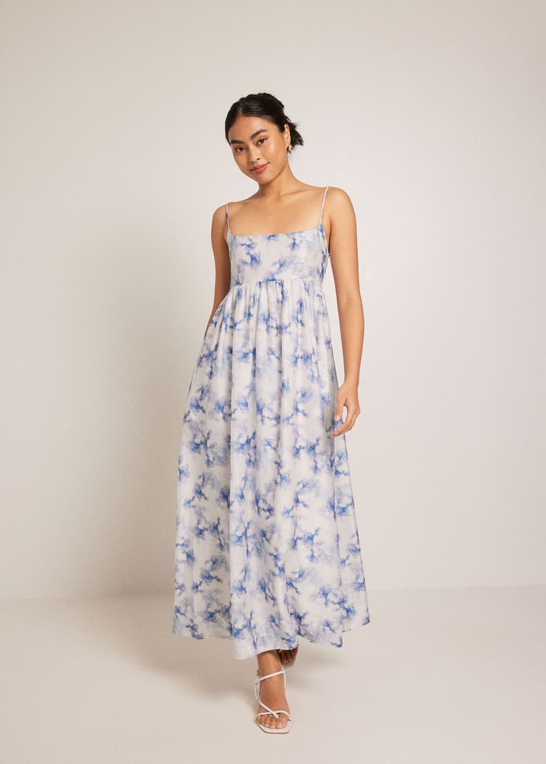 Erinn Babydoll Maxi Dress in Heirloom Botanicals