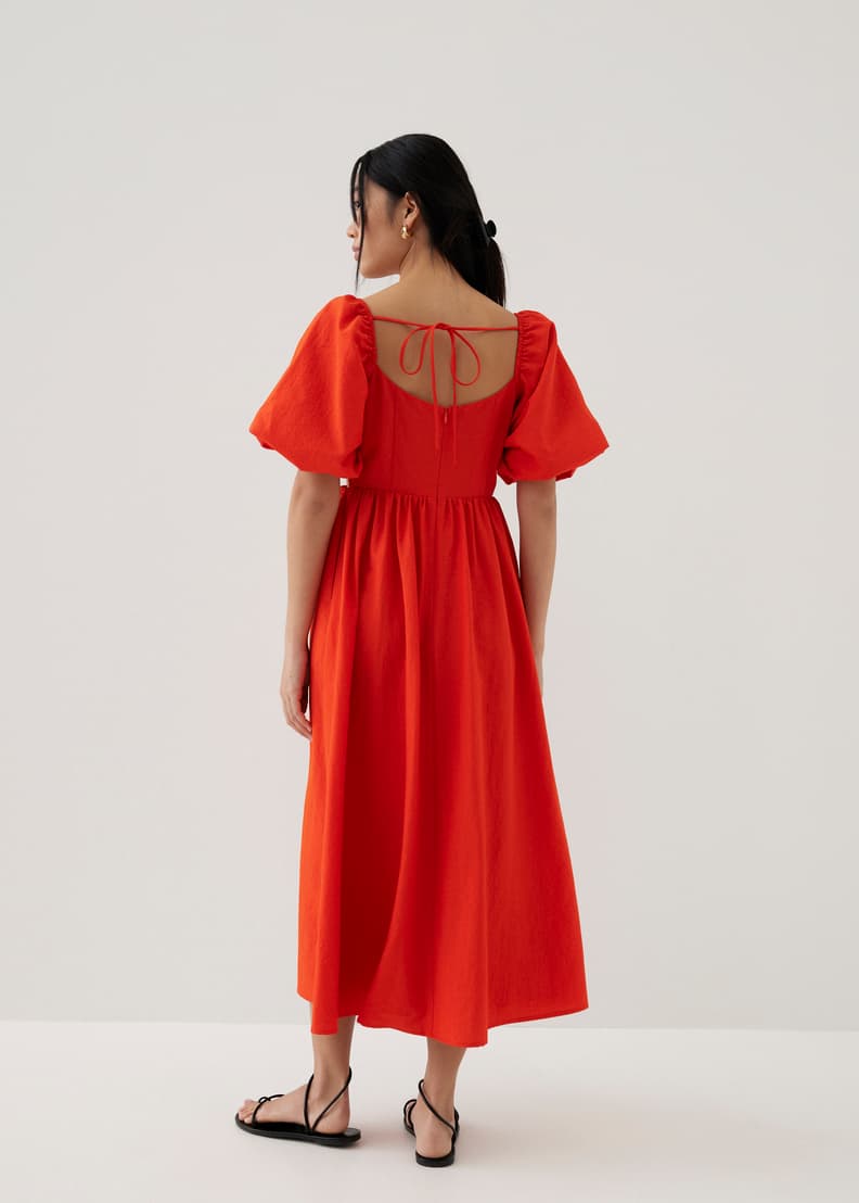 超激安 Puff Alai Sleeve ID Bonito Love, | Dress Midaxi Flare & Fit ワンピース