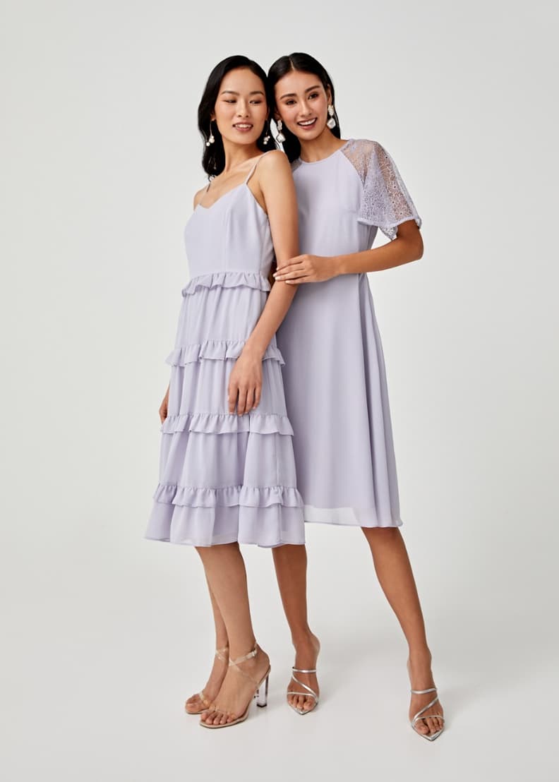 Darlene Ruffle Hem Tier Midi Dress