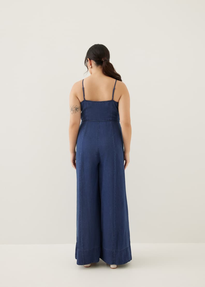 Chambray wide leg jumpsuit best sale