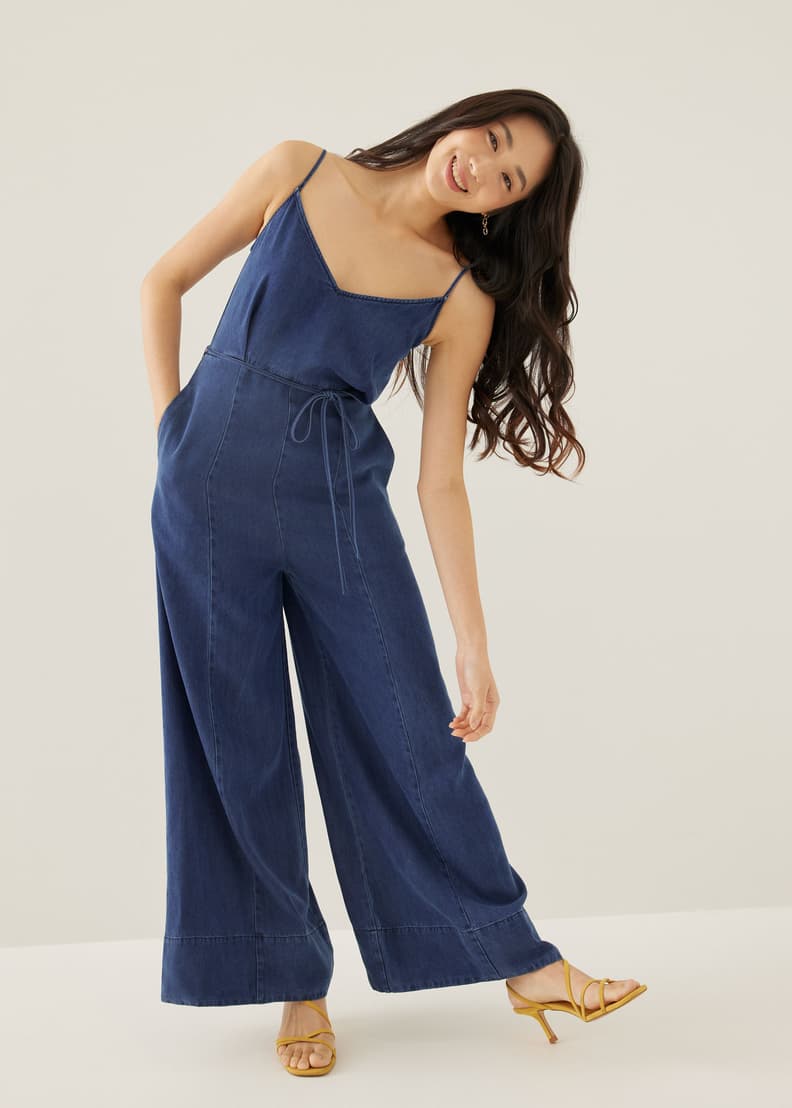Chambray jumpsuit hotsell wide leg