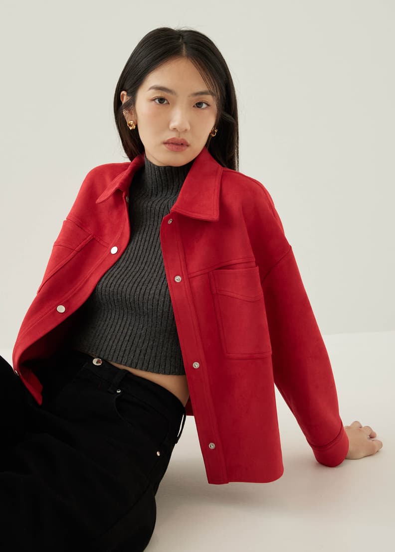 Red suede clearance blazer
