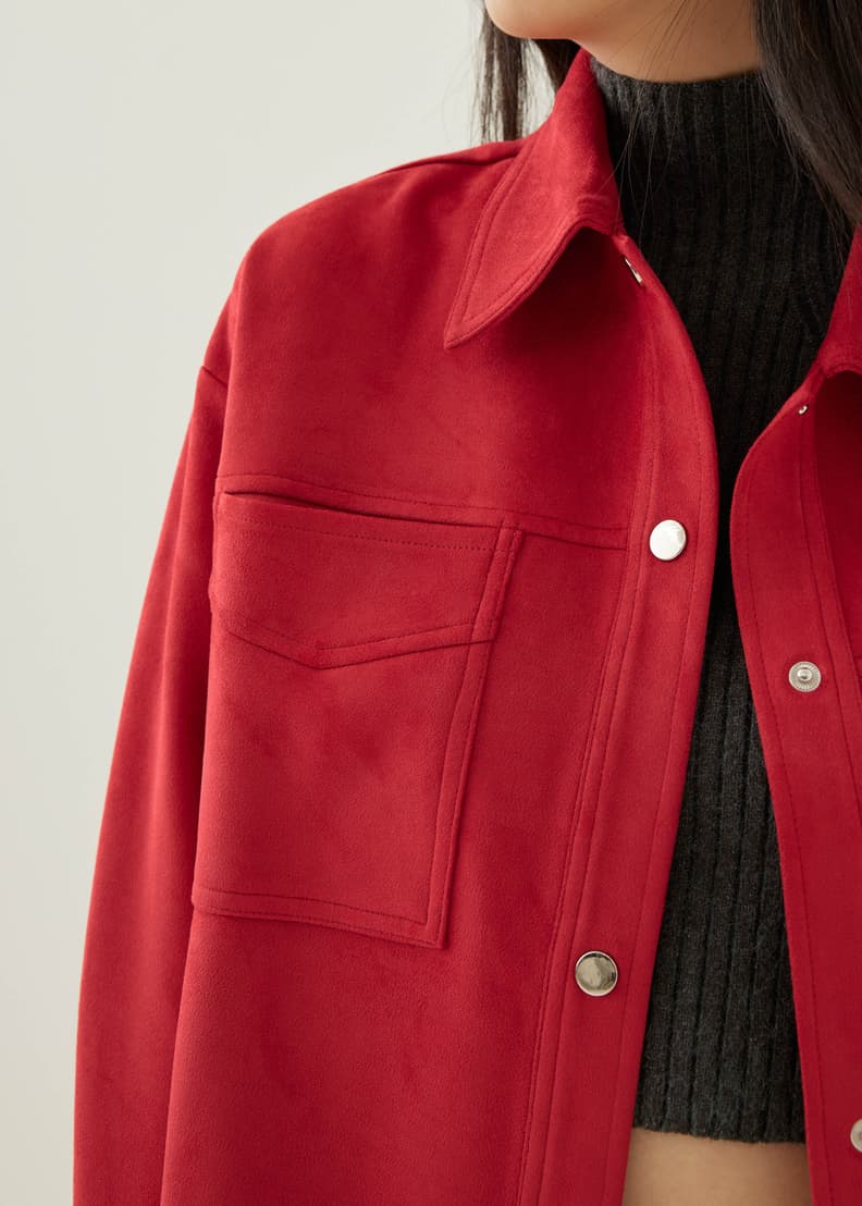 Red faux suede jacket store