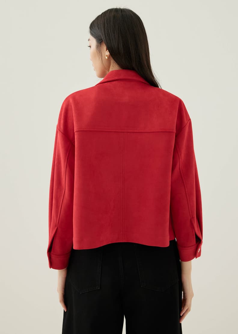 Red suede shop blazer
