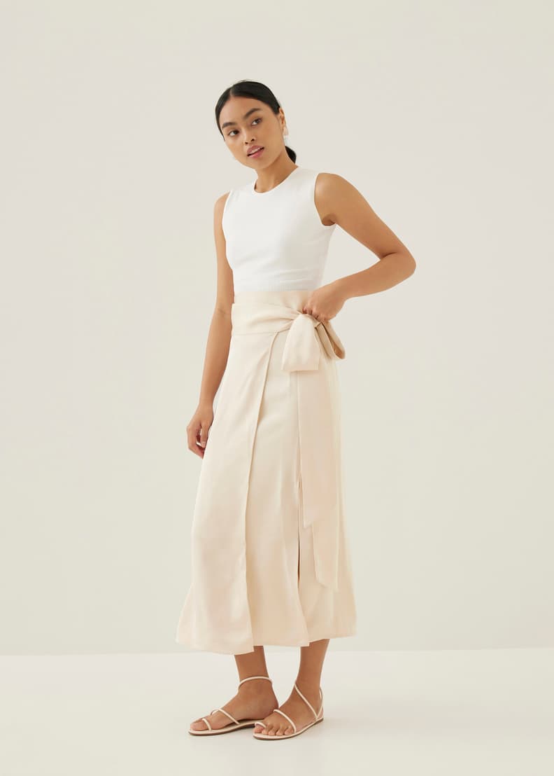 Thora Satin Wrap Maxi Skirt