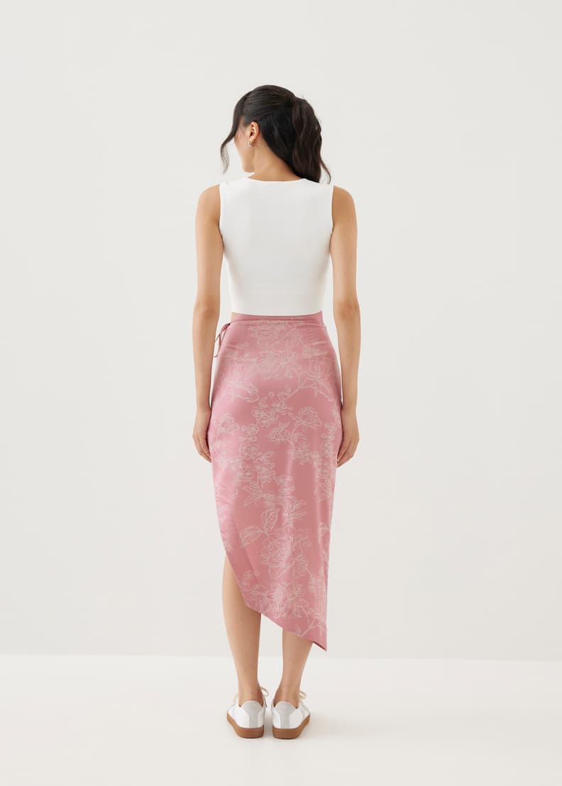 Buy Inna Asymmetric Satin Pencil Skirt in Opulent Florals Love