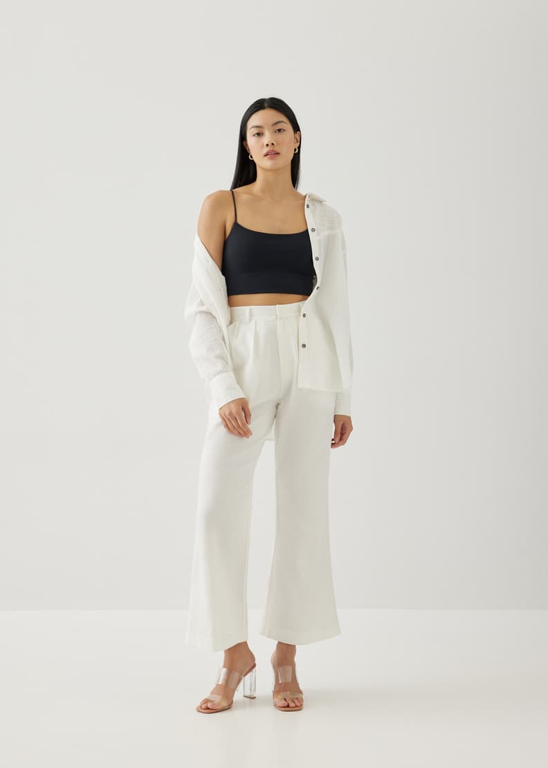 White cropped hotsell flare pants