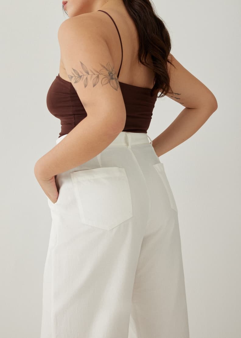 White cotton flare pants cheap