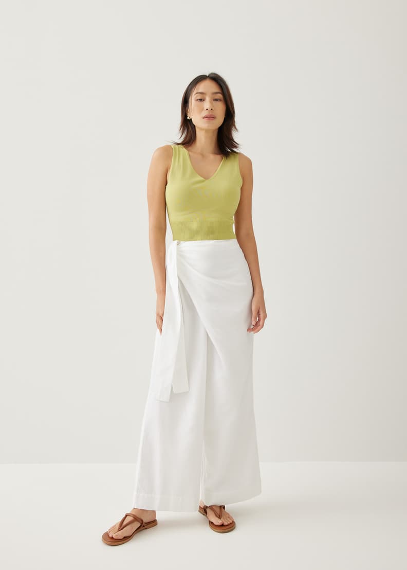 White cotton clearance wide leg pants