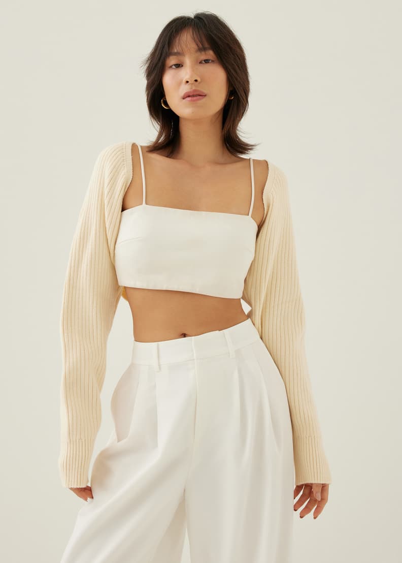 Delphia Cropped Knit Cardigan | Love, Bonito US