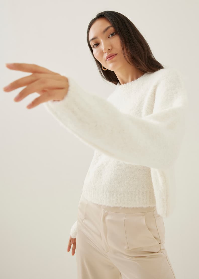 White fluffy sweater sale