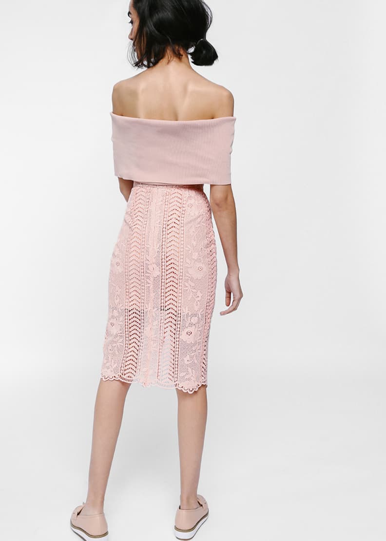 Pencil dress with overlay skirt online