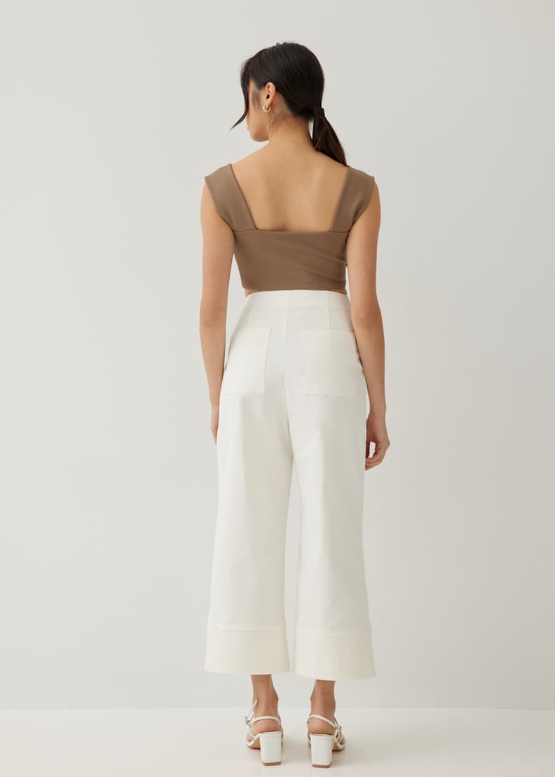 White wide clearance leg culottes