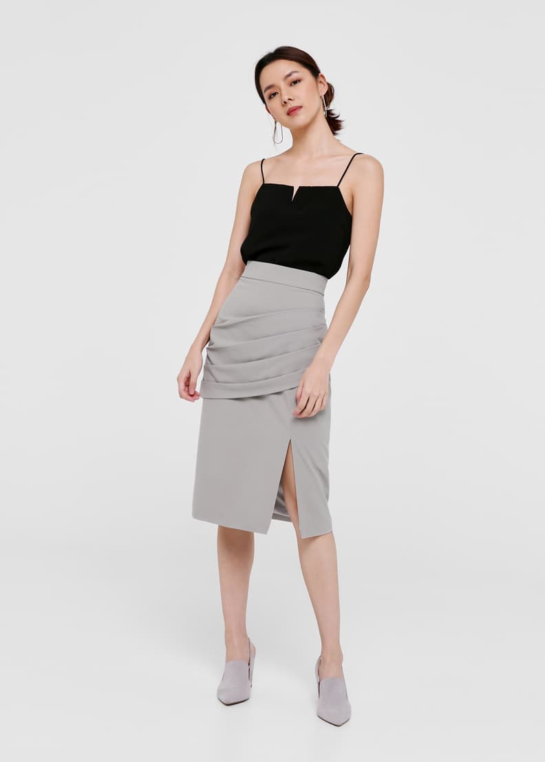 Fanella Pleat Tuck Pencil Skirt