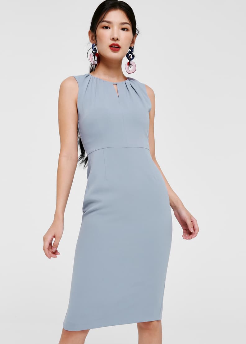 Buy Michaela Keyhole Neck Midi Dress @ Love, Bonito Singapore | Shop  Women's Fashion Online | Love, Bonito SG