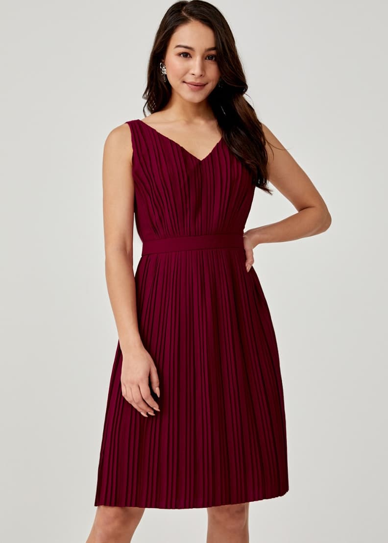 Buy Alcie Pleated A line Dress Love Bonito Shop Women s