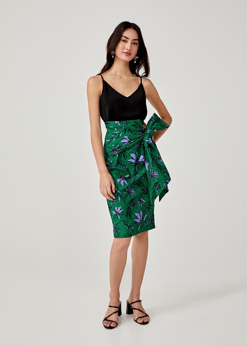 Sydena Tie Front Pencil Skirt in Botanica Bloom | Love, Bonito ID