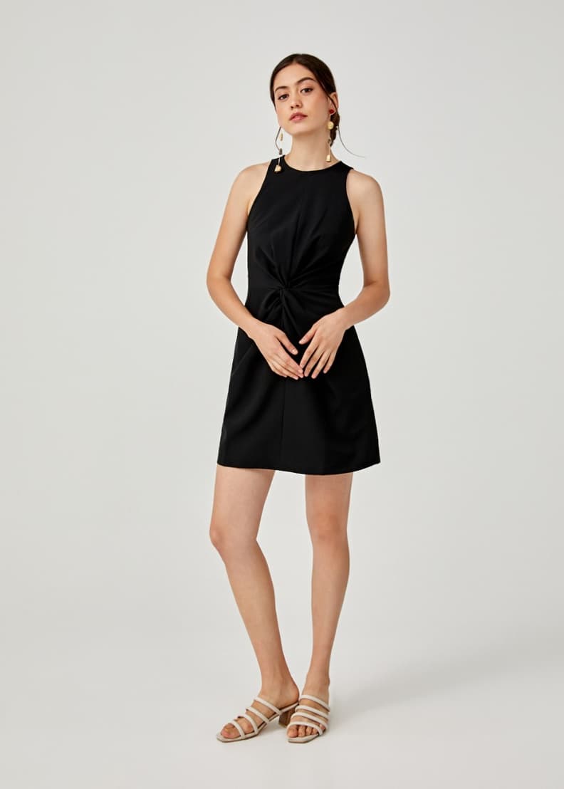 Black dress with knot front sale