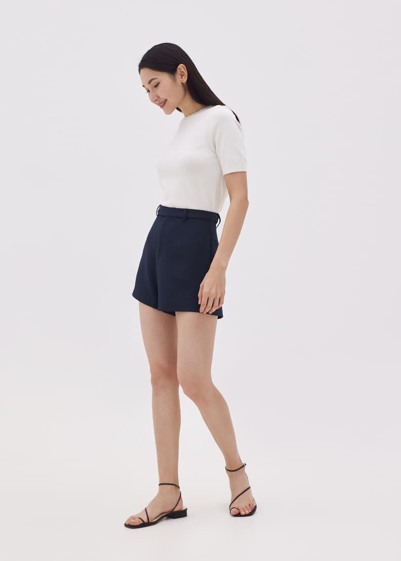 High waisted shorts top navy