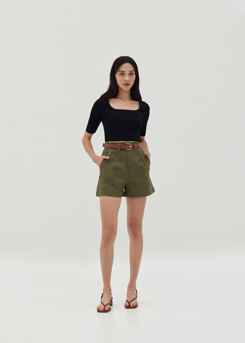 White high waisted new arrivals belted shorts
