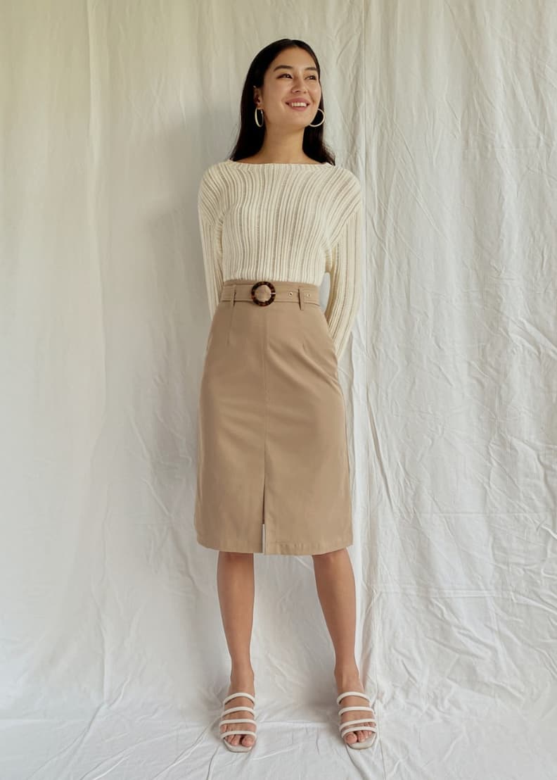 Belted a line midi skirt store