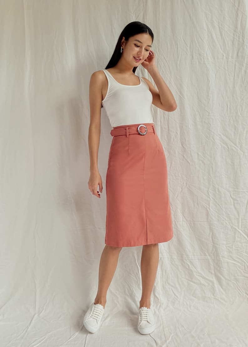 Belted a best sale line midi skirt