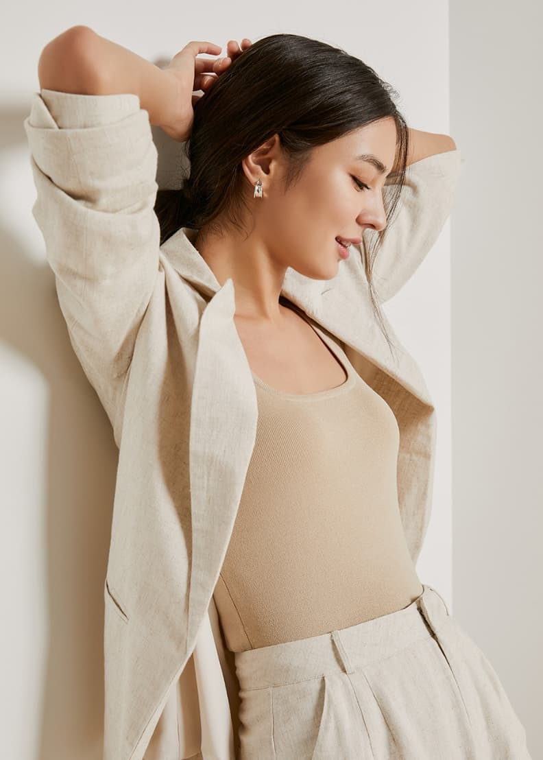Relaxed linen top blazer