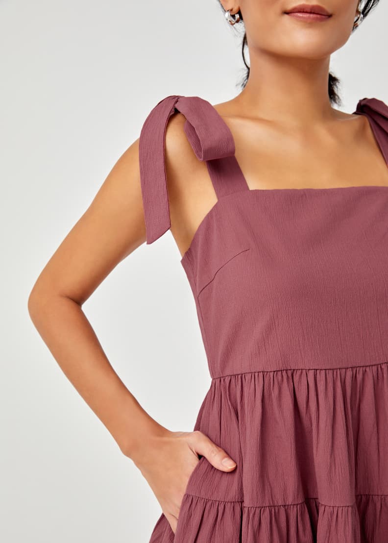 Lula Textured Tiered Midi Dress | Love, Bonito SG
