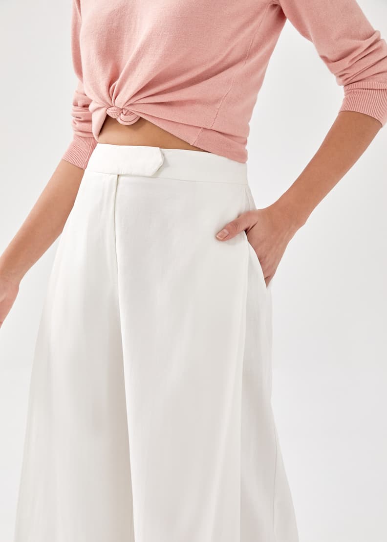 Pleated cropped culottes shop