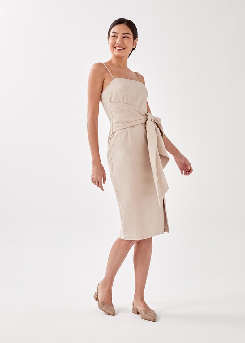 Knot front midi dress sale