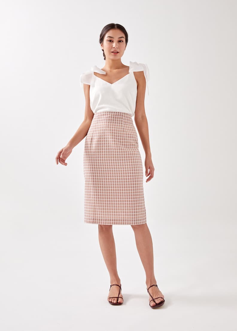 Gingham hot sale pencil skirt