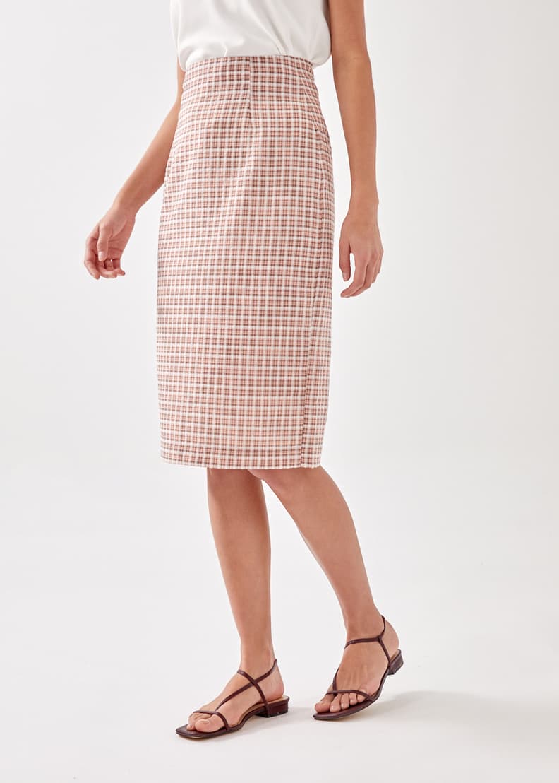 Pink gingham sales pencil skirt