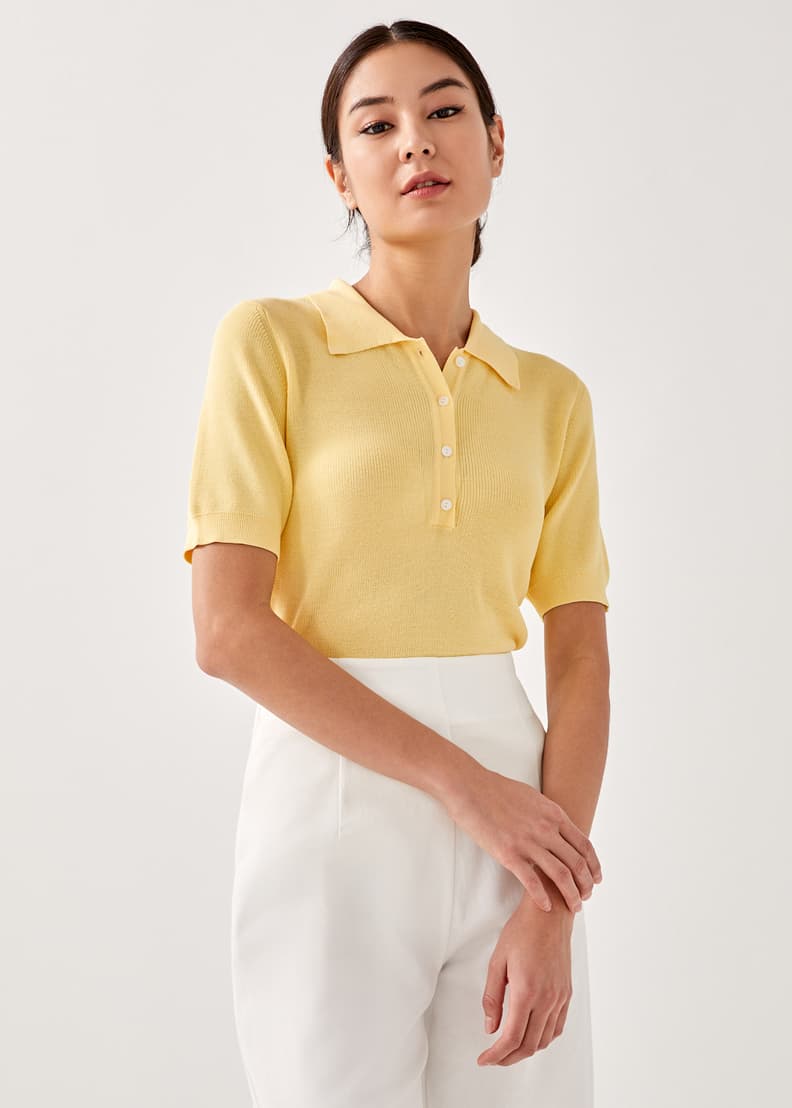 Knit polo womens top