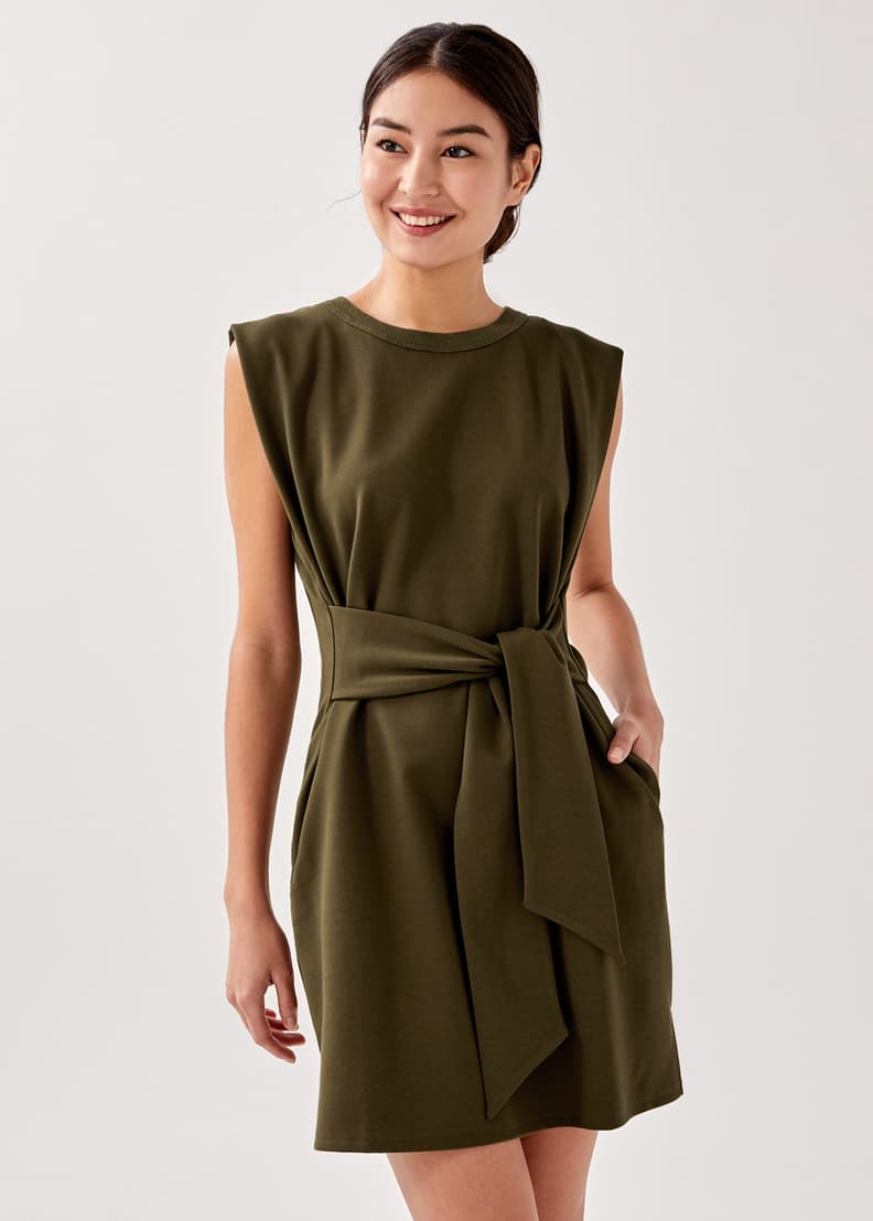 Belted jersey dress shop