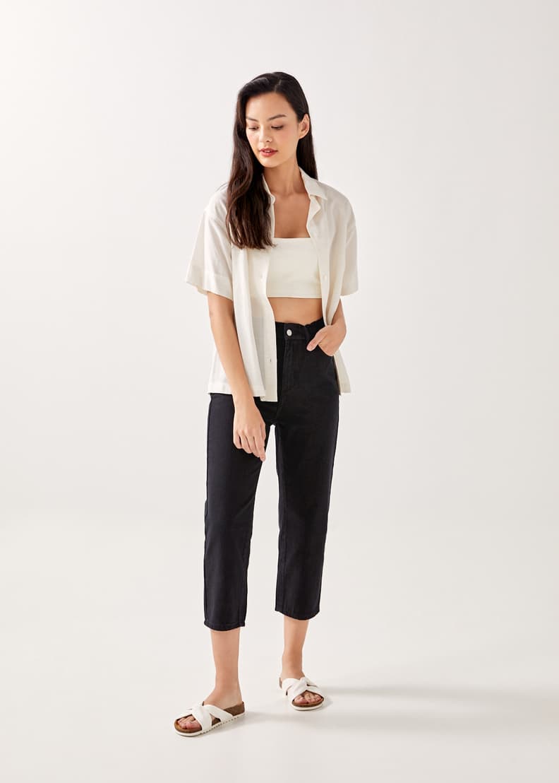 Elastic waist jeans with pockets store