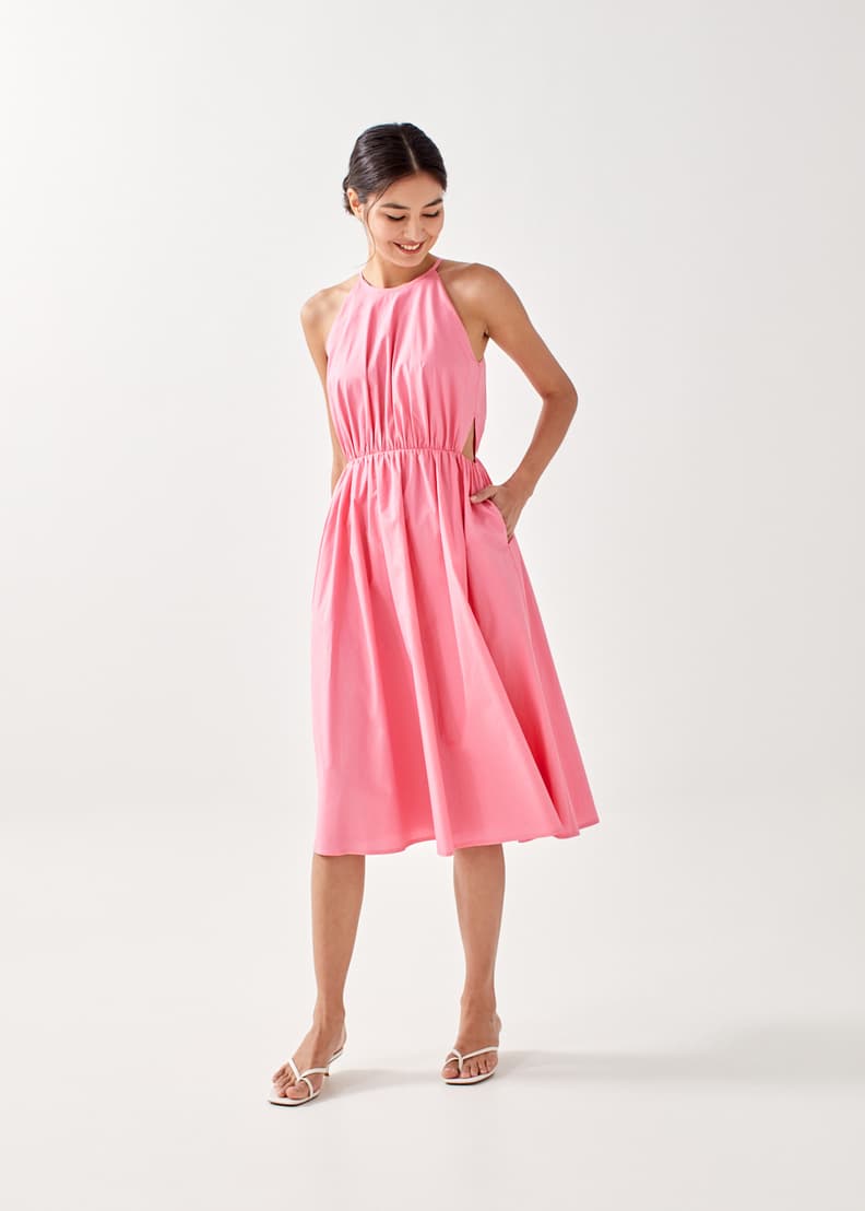 Chiffon tie back midi skater dress new arrivals