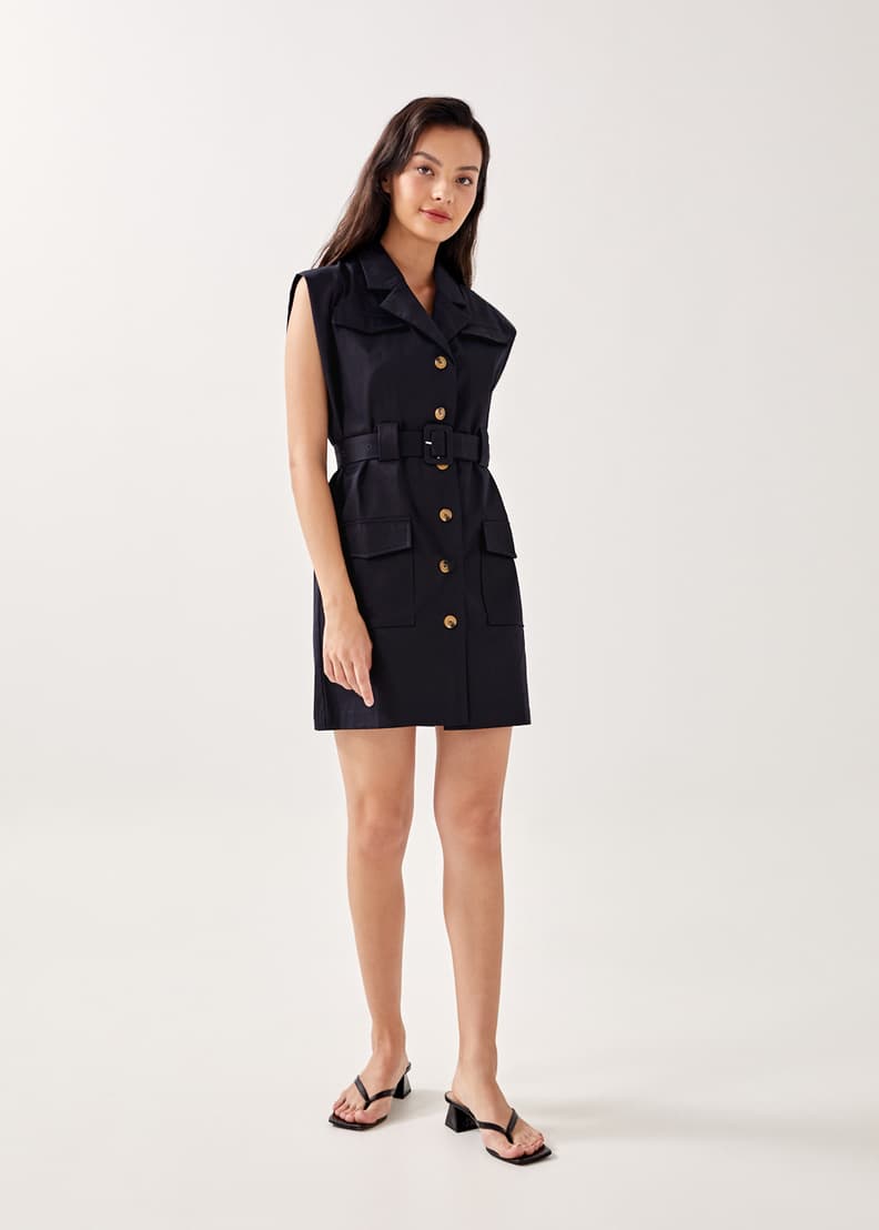 Belted top utility dress