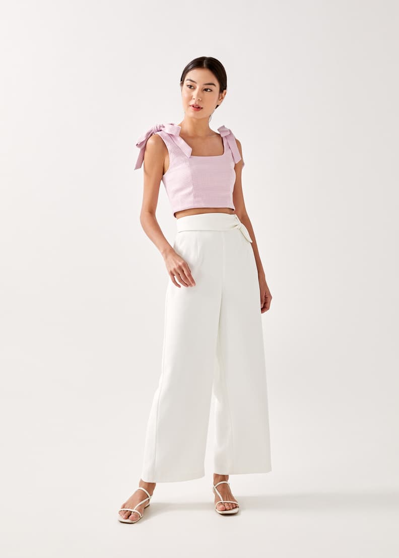 White tie shoulder top outlet