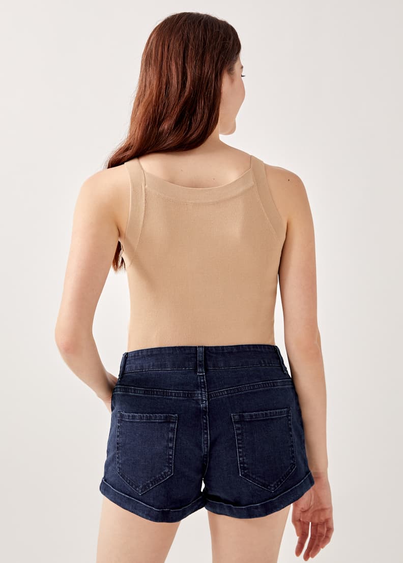 Elastic denim deals shorts