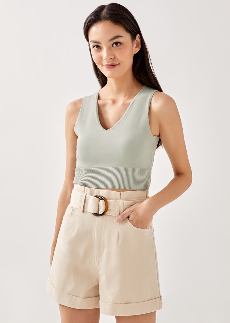 Aviva Belted Paper Bag Shorts