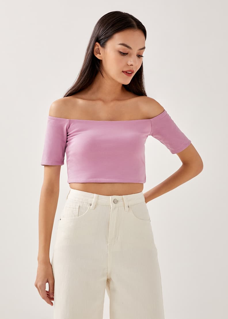 Off the shoulder jersey top online
