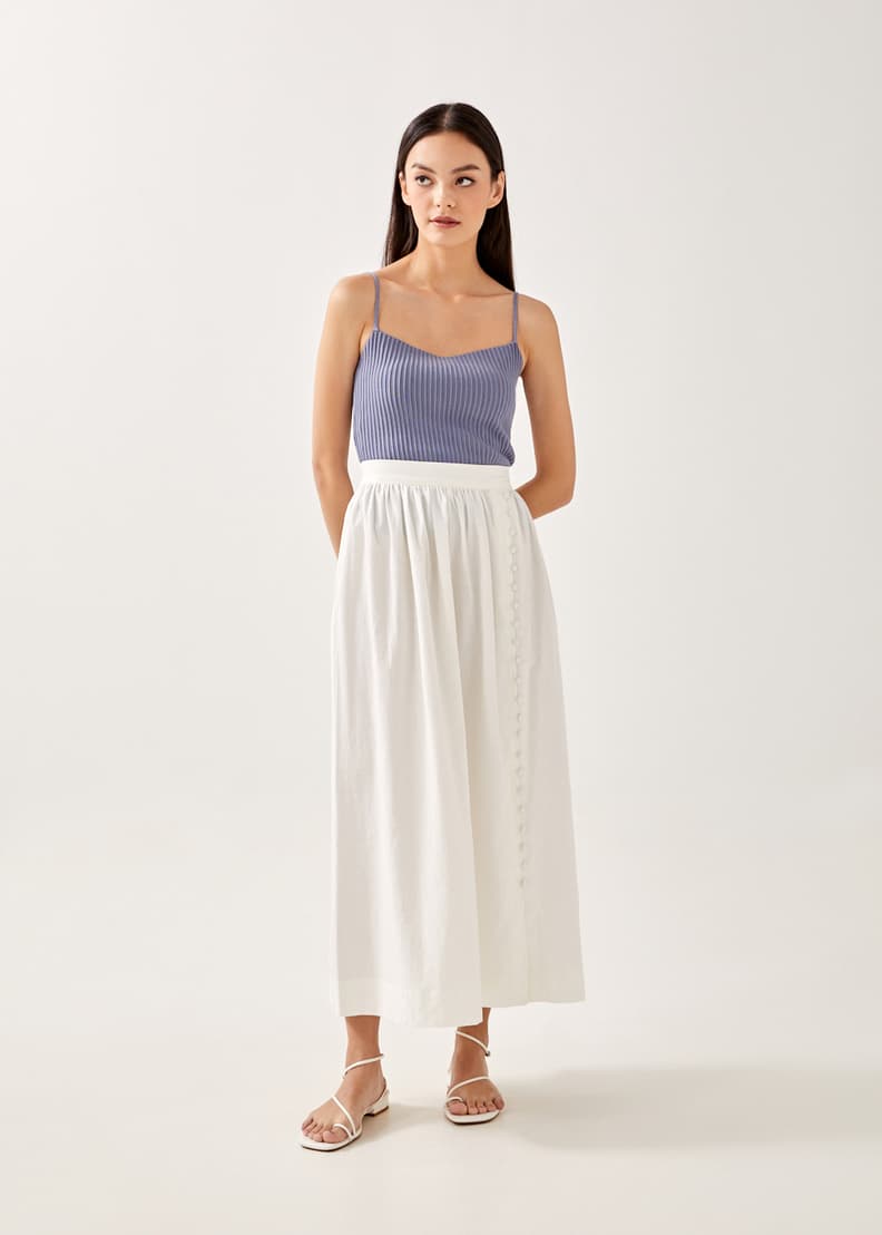 Elastic waist midi skirt sales